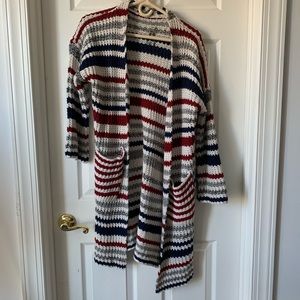 Multicolored long cardigan sweater
